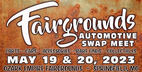 The CARS & PARTS <b>SWAP</b> <b>MEET</b> & CAR SHOW events will happen 4 times in 2022, and we now believe that our Spring event on Memorial Day Weekend is the largest event of its kind in the entire region, with over 700 Cars-For-Sale in the car corral, plus hundreds and hundreds of vendor spaces sold. . Springfield swap meet 2023 schedule usa